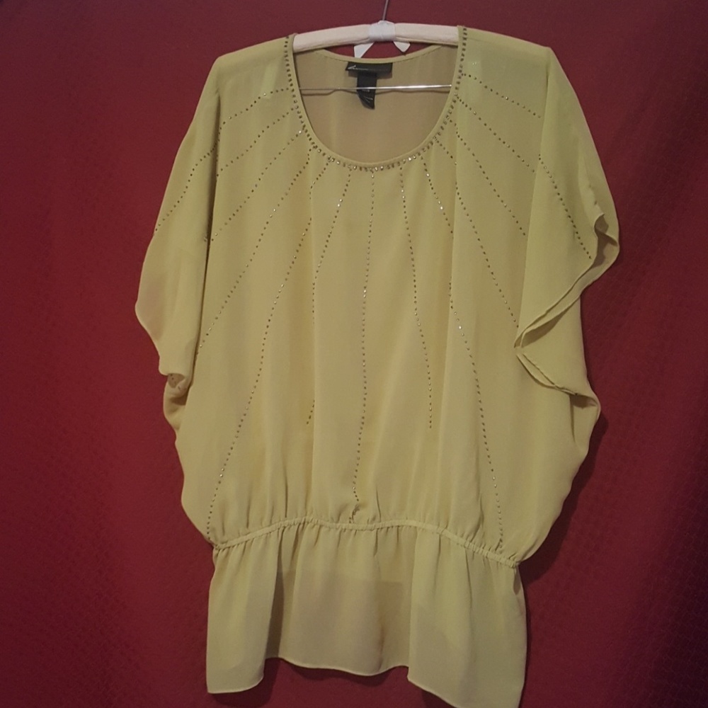 Lime green sheer blouse